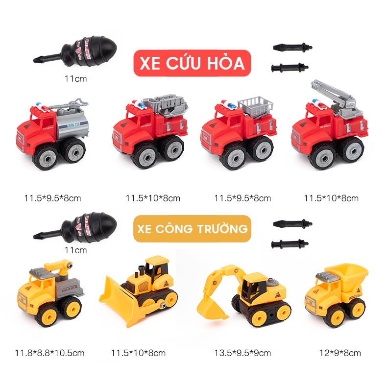 Bộ xe đồ chơi lắp ráp cho bé với nhiều chủ đề công trường cứu hỏa cảnh sát XDC27