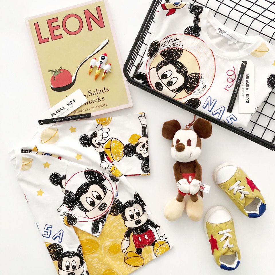 Áo Thun Ngắn Tay In Họa Tiết Hoạt Hình Đáng Yêu Cho Bé Trai Gái Kiểu Hàn Quốc