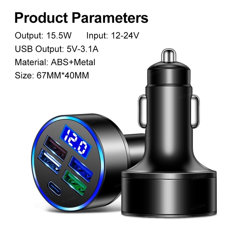 Bộ Sạc Điện Thoại Di Động Đa Năng 4 Cổng USB Bằng ABS Chống Trầy Xước Cho Xe Hơi 1 Cái