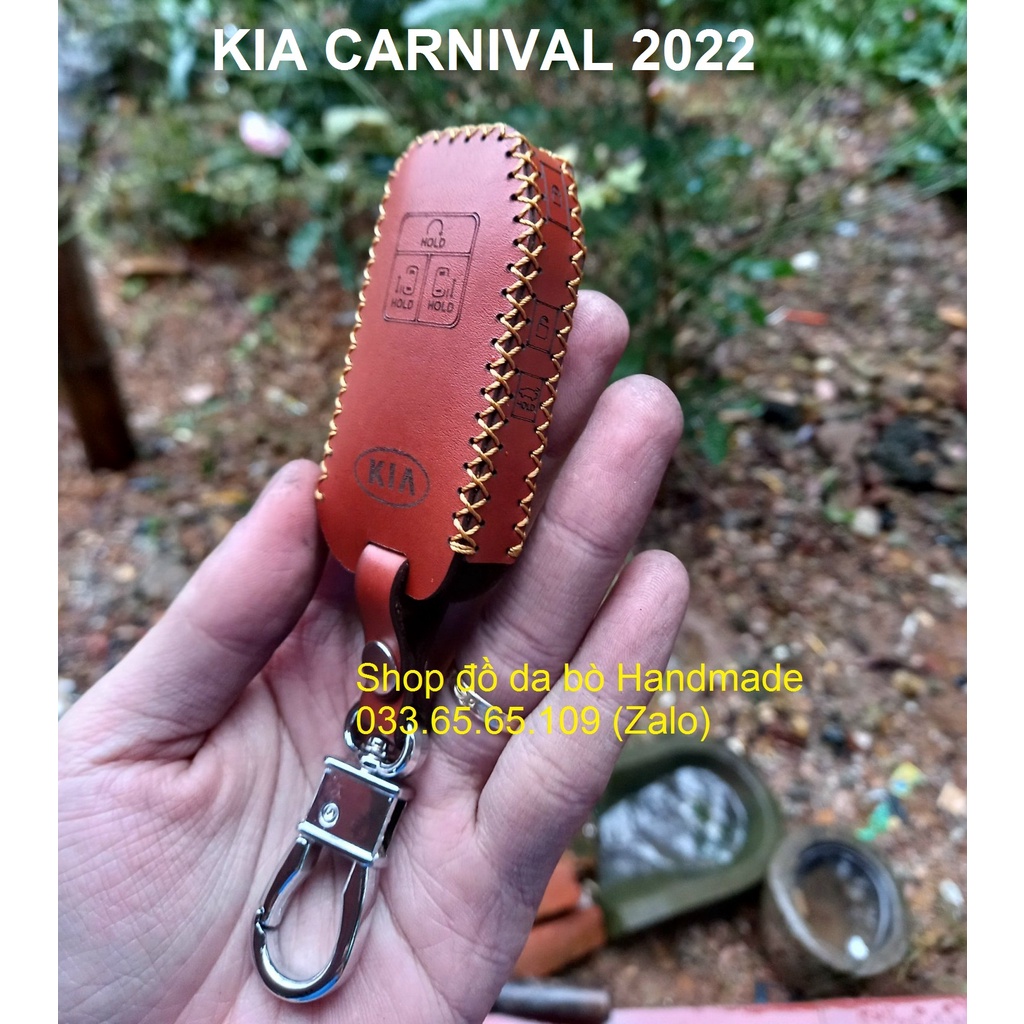 [KIA CARNIVAL 2022] Bao da chìa khóa Kia carninval 2022 bằng da bò, bảo hành 12 tháng, kèm tặng móc khóa khắc tên
