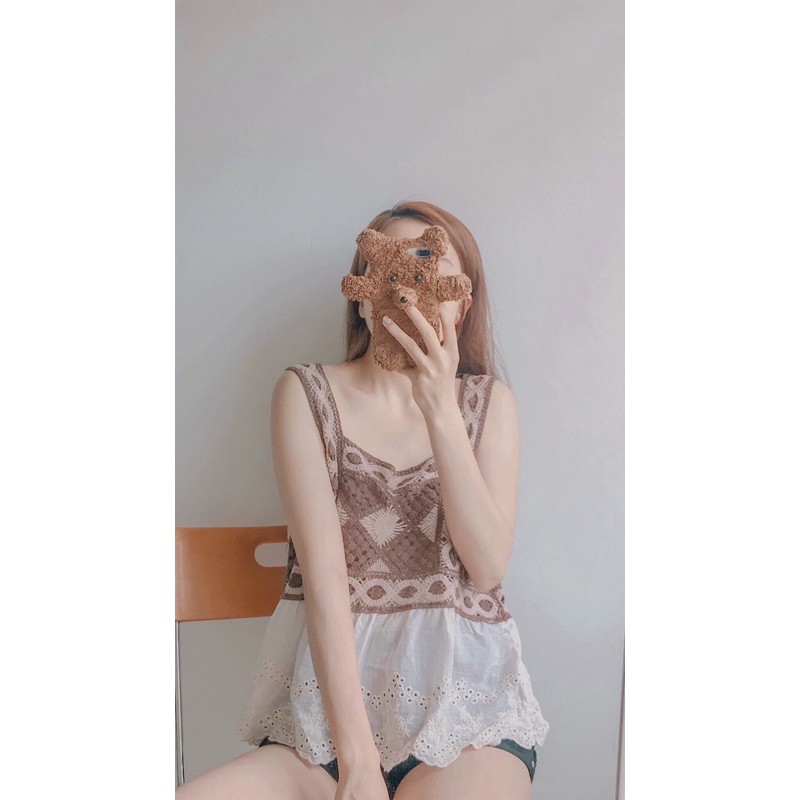 Áo 2 dây len đan thổ cẩm