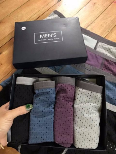 Hộp 4 quần lót đùi nam thông hơi