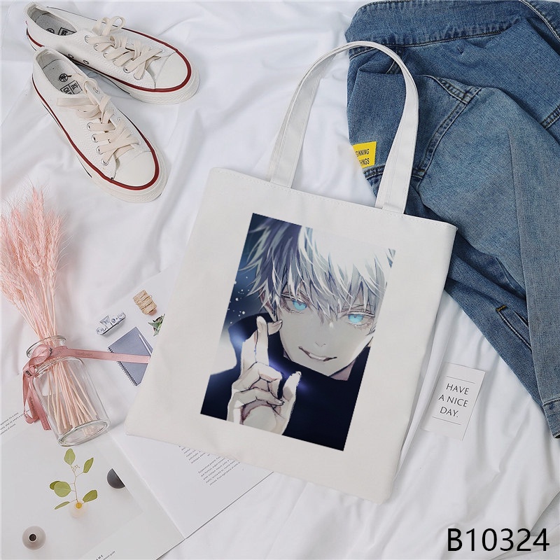 Túi Xách canvas Họa Tiết anime jujutsu kaisen Thời Trang Hàn Quốc