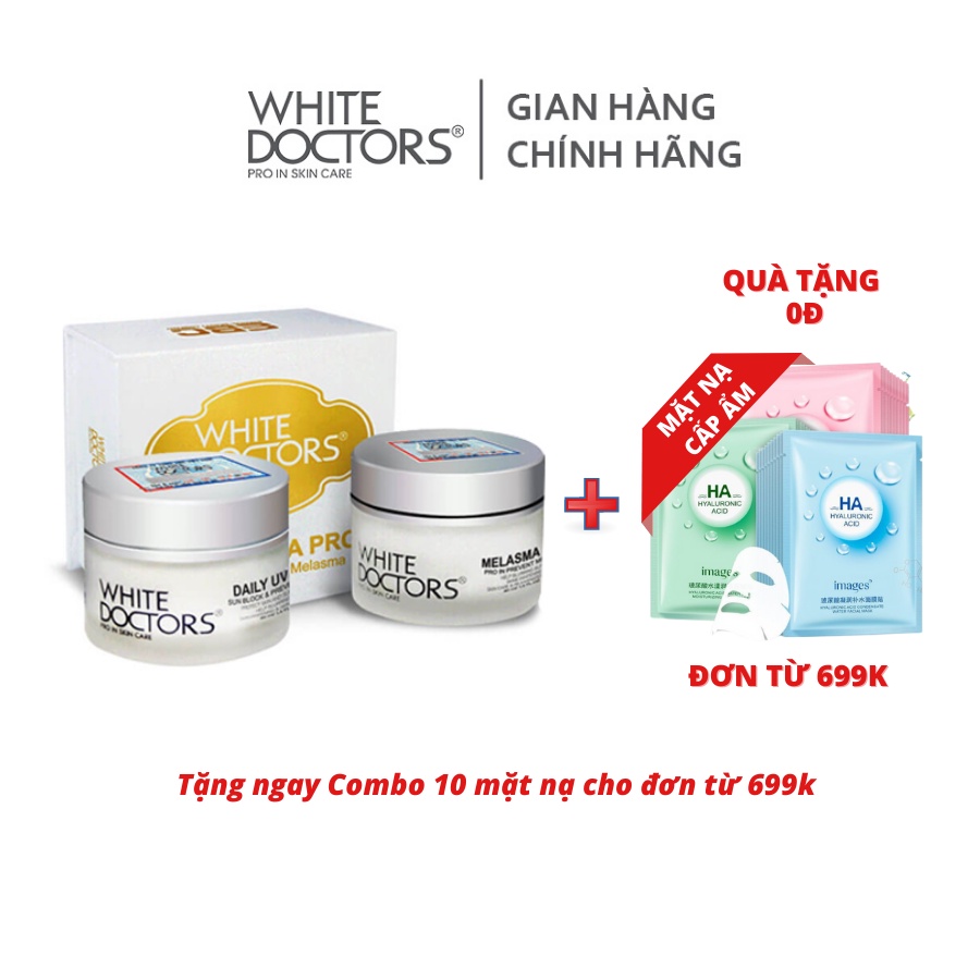 Bộ đôi làm giảm nám da thể nặng White Doctors - White Doctors Daily UV Care 40g &amp; White Doctors Melasma Pro 40g