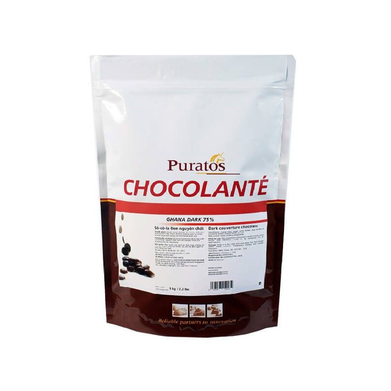 Socola Hạt Nút Đen 75% 1Kg
