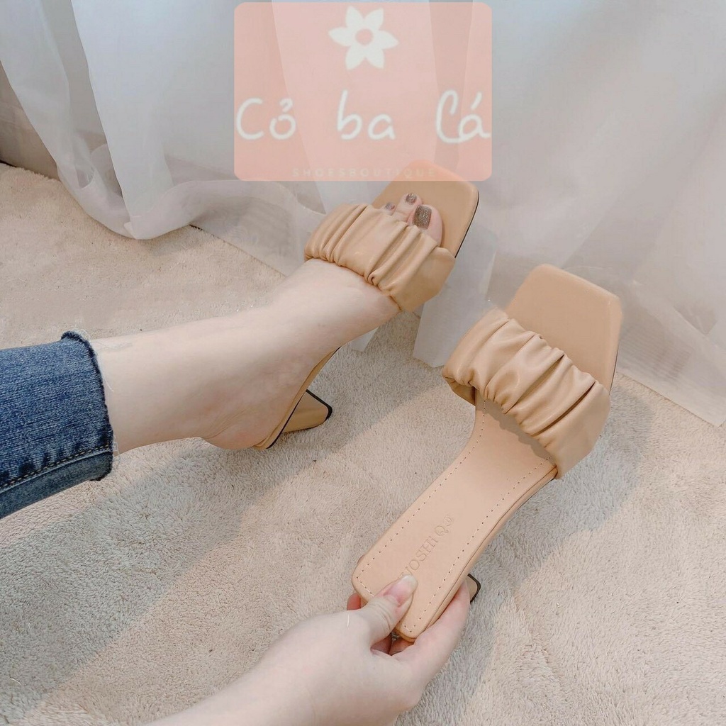 GUỐC NỮ COBALA SHOES - DÉP CAO GÓT QUAI NGANG NHÚN GÓT VUÔNG 5 PHÂN D20111100