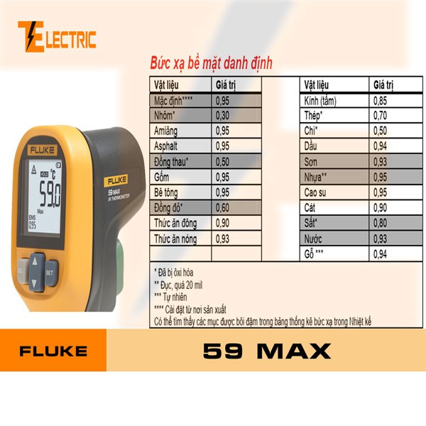 Thiết bị đo nhiệt độ bằng tia FLUKE 59 MAX (350 ĐỘ C) - Dụng cụ đo nhiệt độ bằng tia