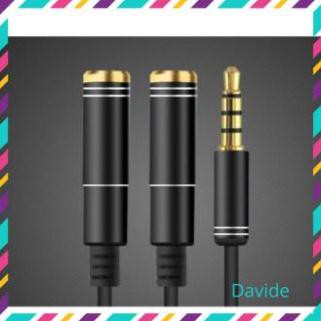 Dây chia từ jack 3.5 ra 1 tai nghe và 1 mic 4 khấc mạ vàng cao cấp, dây chia 1 tai 1 mic, jack chia audio