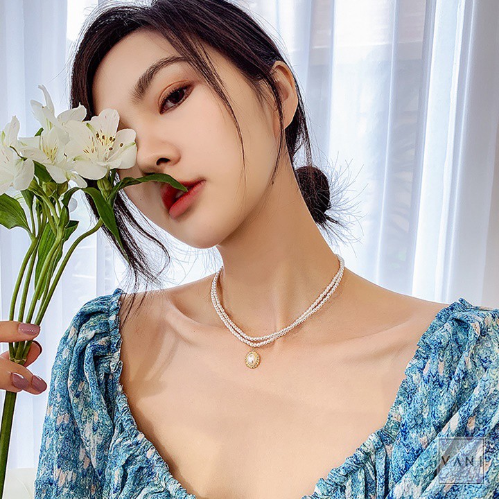 Vòng Cổ Hạt Châu 2 Vòng Nhân Tạo - Vani Store - TS000429
