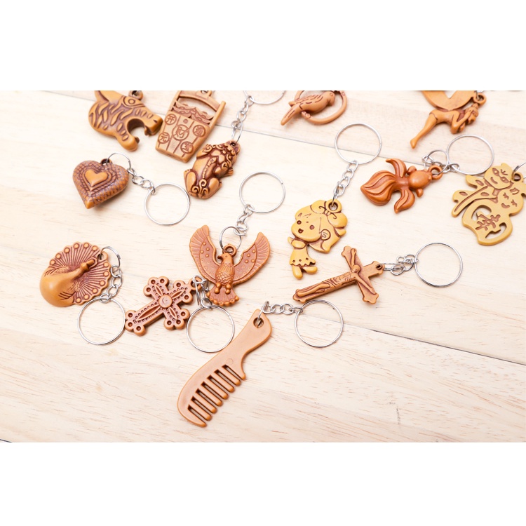 [Mã LIFEBOOK1 giảm 30K đơn 150K] Combo 100 móc khóa vintage giả gỗ độc đáo nhiều mẫu - Móc khóa đẹp làm quà tặng