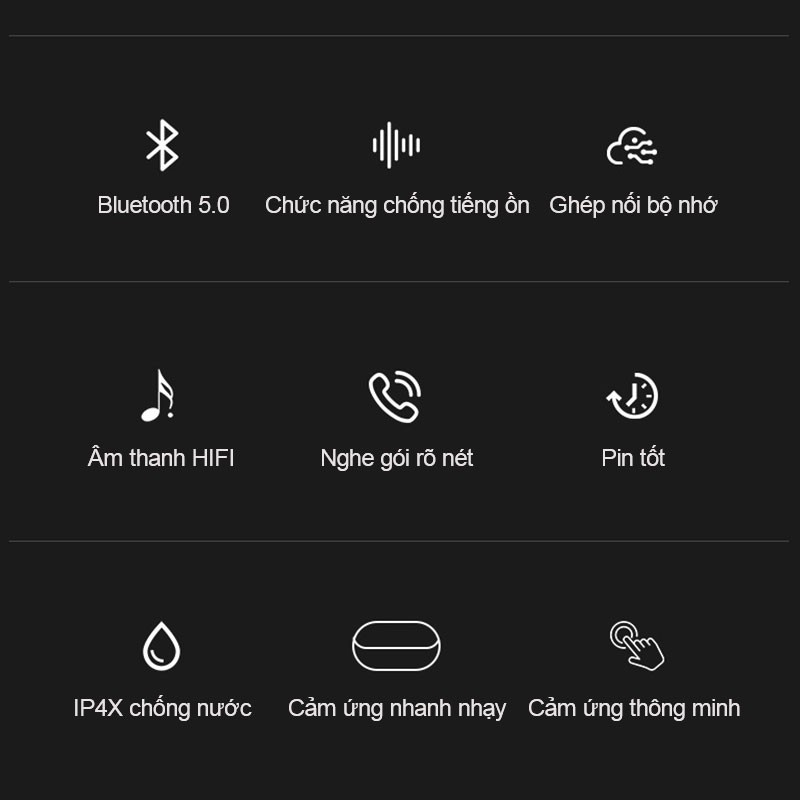 Tai nghe nhét tai Bluetooth không dây TWS thể thao chất lượng âm thanh HiFi cho thiết bị Android