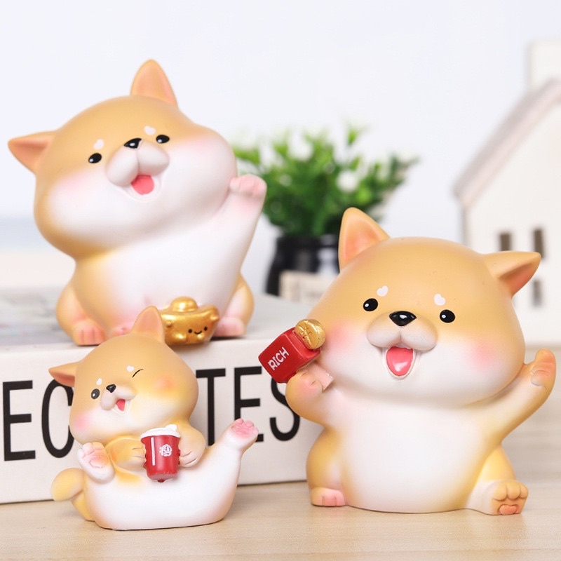 Mô hình tượng chó shiba may mắn, tài lộc để làm quà tặng, trang trí bàn học, bàn làm việc, taplo ô tô Mee Store