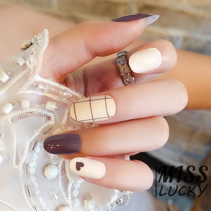 Móng tay giả dài đầu tròn màu trắng/xám dùng để làm móng nghệ thuật