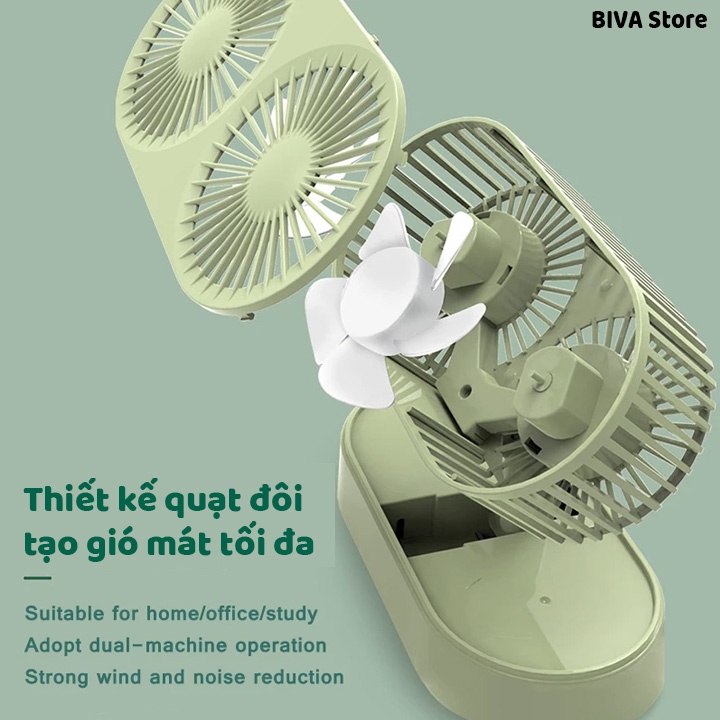 Quạt mini gấp gọn quạt đôi để bàn văn phòng phòng làm việc đa năng siêu mát 2024