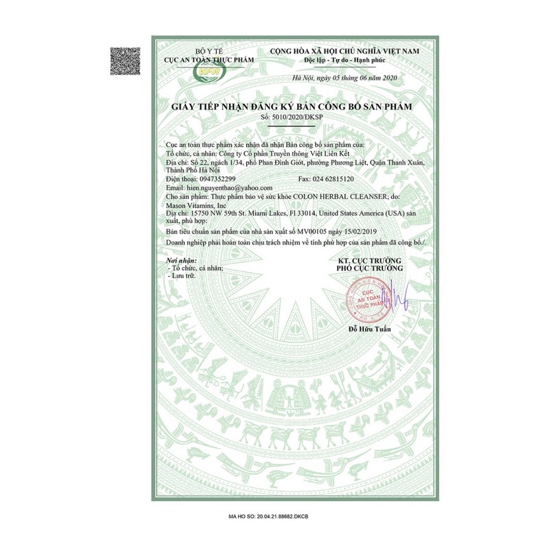 Viên Uống Hỗ Trợ Chức Năng Đại Tràng Mason Natural Colon Herbal Cleanser 100 Viên