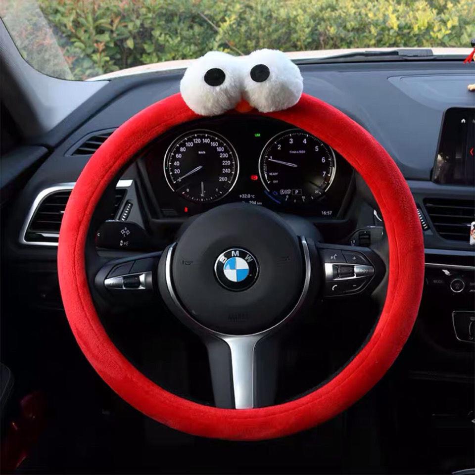 Vỏ Bọc Vô Lăng Xe Hơi Mùa Đông Bằng Vải Bông Ngắn Không Trượt Màu Hồng Họa Tiết Hoạt Hình Dễ Thương Thông Dụng