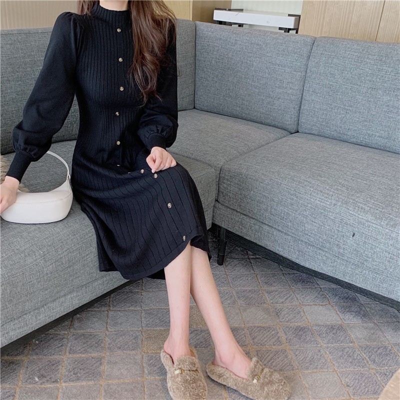 #O45 Váy len dệt kim dáng dài cổ cao cực sang chảnh ORDER TMALL có hàng sau 16 ngày