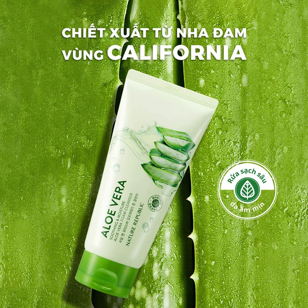 Sữa Rửa Mặt Nature Republic Từ Lô Hội Soothing &amp; Moisture Aloe Vera Foam Cleanser 150ml