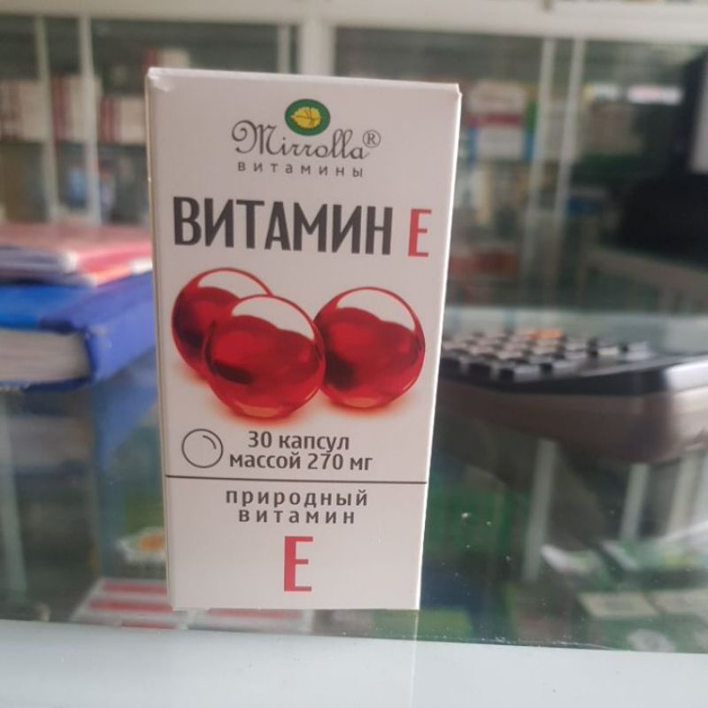 Vitamin E đỏ Nga Mirrolla 270mg hộp 30 viên | Thế Giới Skin Care