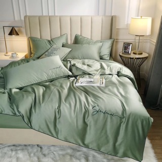 Bộ chăn ga gối lụa tencel sumoi cao cấp xanh ngọc