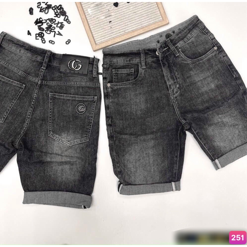 Quần Short Jean Đùi Ngắn Rin Nam Xám Đen Trơn Co Giãn 4 chiều M272