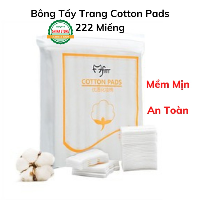 Bông Tẩy Trang Cotton Pads 222 Miếng Với 3 Lớp Bông Cotton Mềm Mịn An Toàn Cho Da