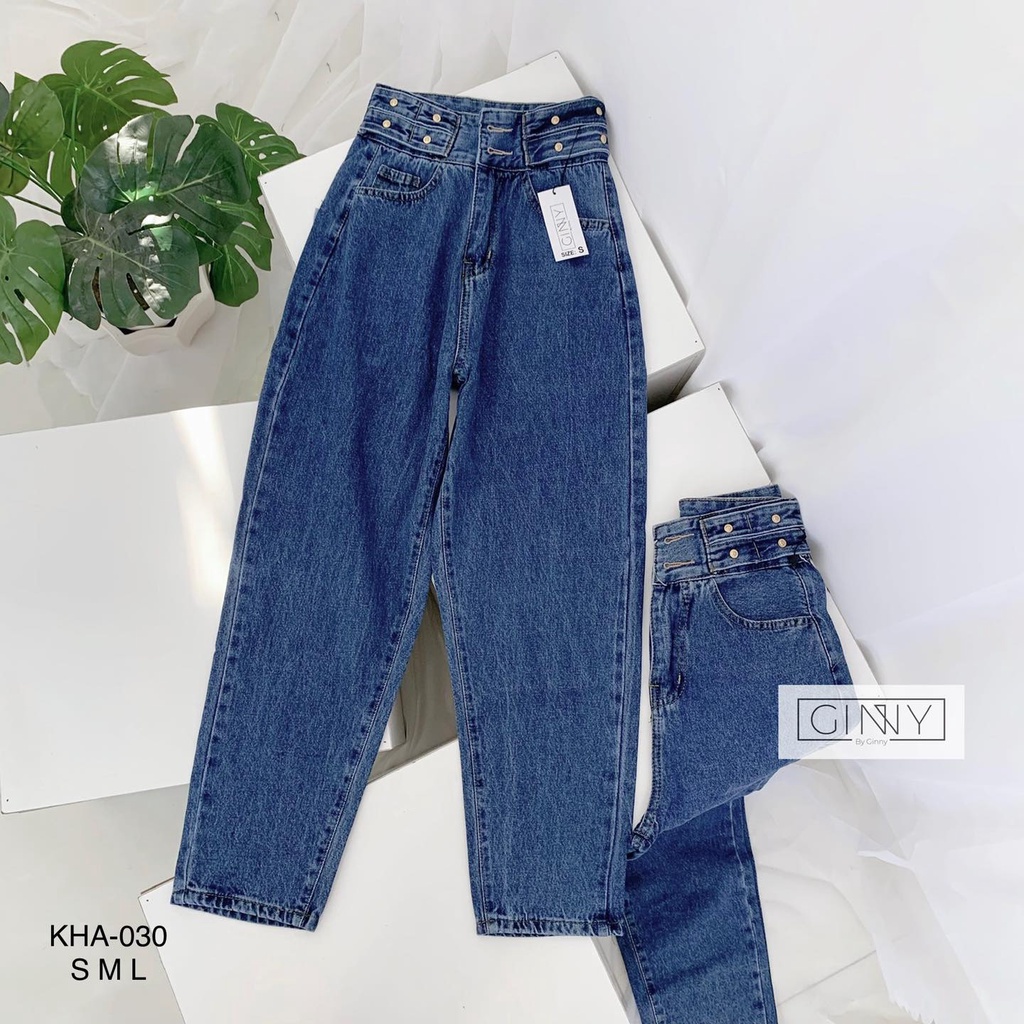 Quần Baggy Jean Nữ Hack Dáng KHA-030| Quần Jean Cạp Cao | Vải Jean Wash Xịn | GinHouse Shop