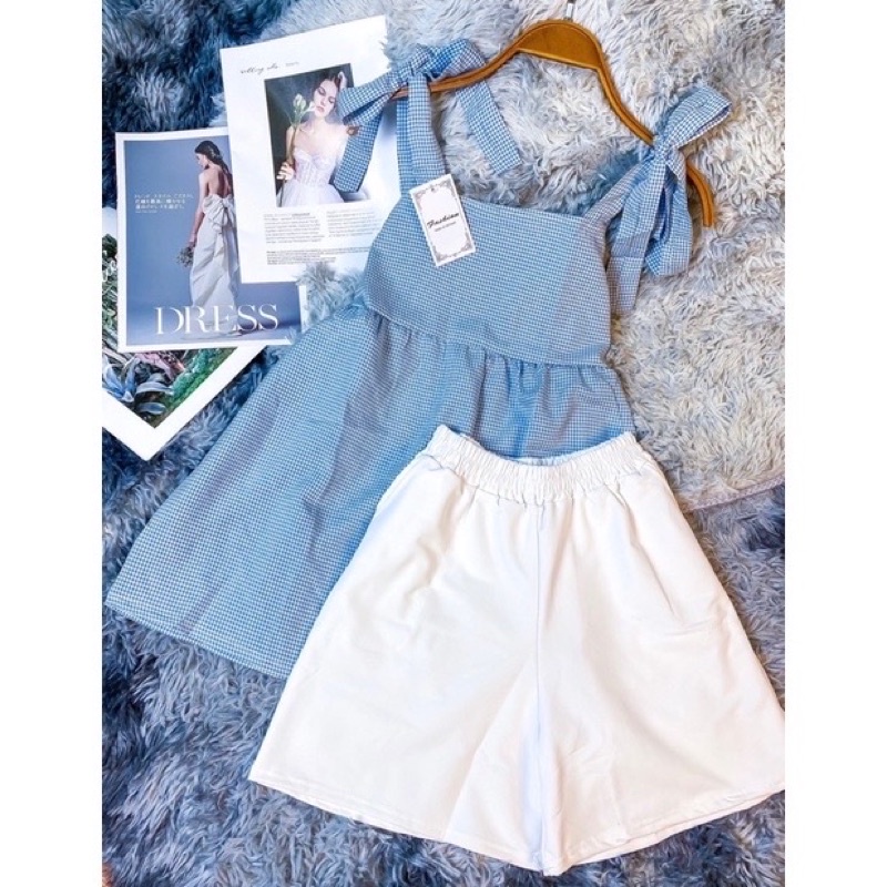 Set Áo Caro Babydoll+Quần Ulzzang Vintage Bigsize