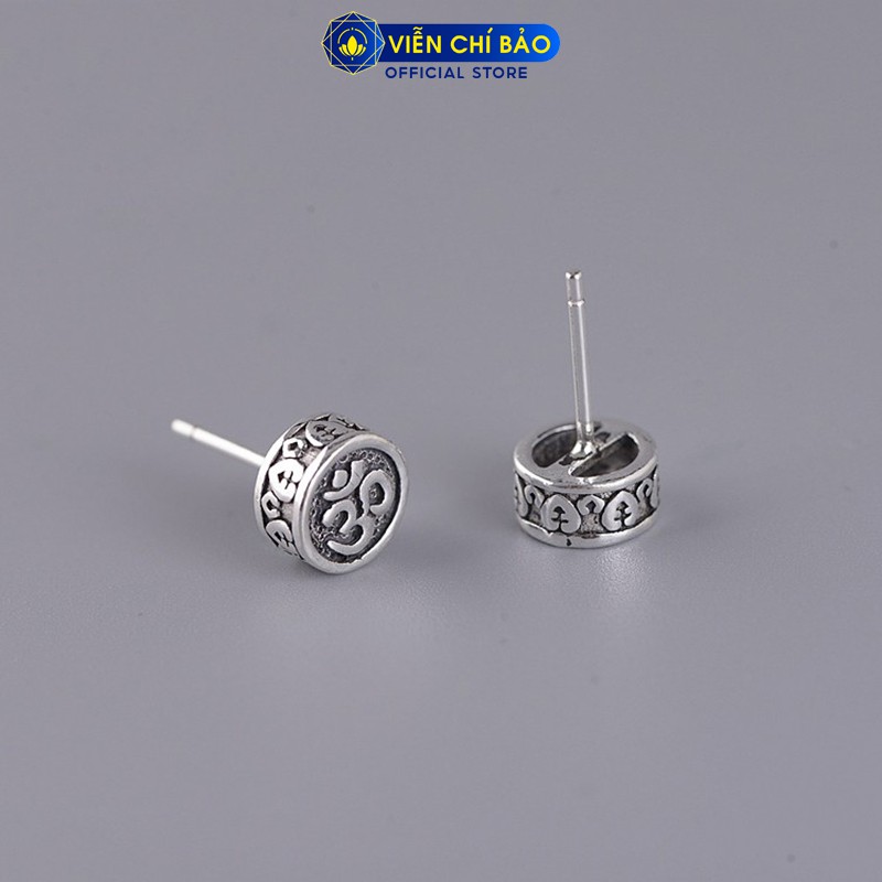 Bông tai bạc nữ Chữ OM chất liệu bạc Thái 925 phong cách cổ điển thương hiệu Viễn Chí Bảo B000221