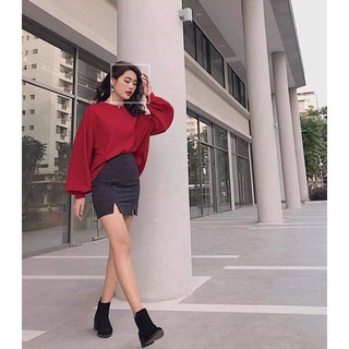 CropTop Tay Dài Phồng Basic
