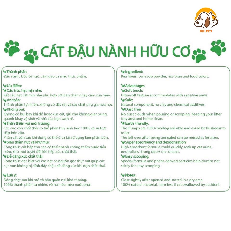 Cát Đậu Nành TFOR / Cát Vệ Sinh Cho Mèo Chiết Xuất Từ Đậu Nành Việt Nam Túi 2.5kg - 6L