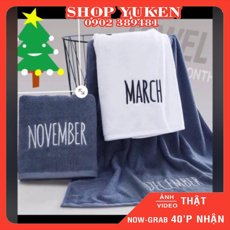 ♥️ Shop Uy Tín ♥️Khăn Tắm Lông Cừu Hàn Quốc Thêu Chữ Sang Chảnh size Lớn 70cm x 1m40