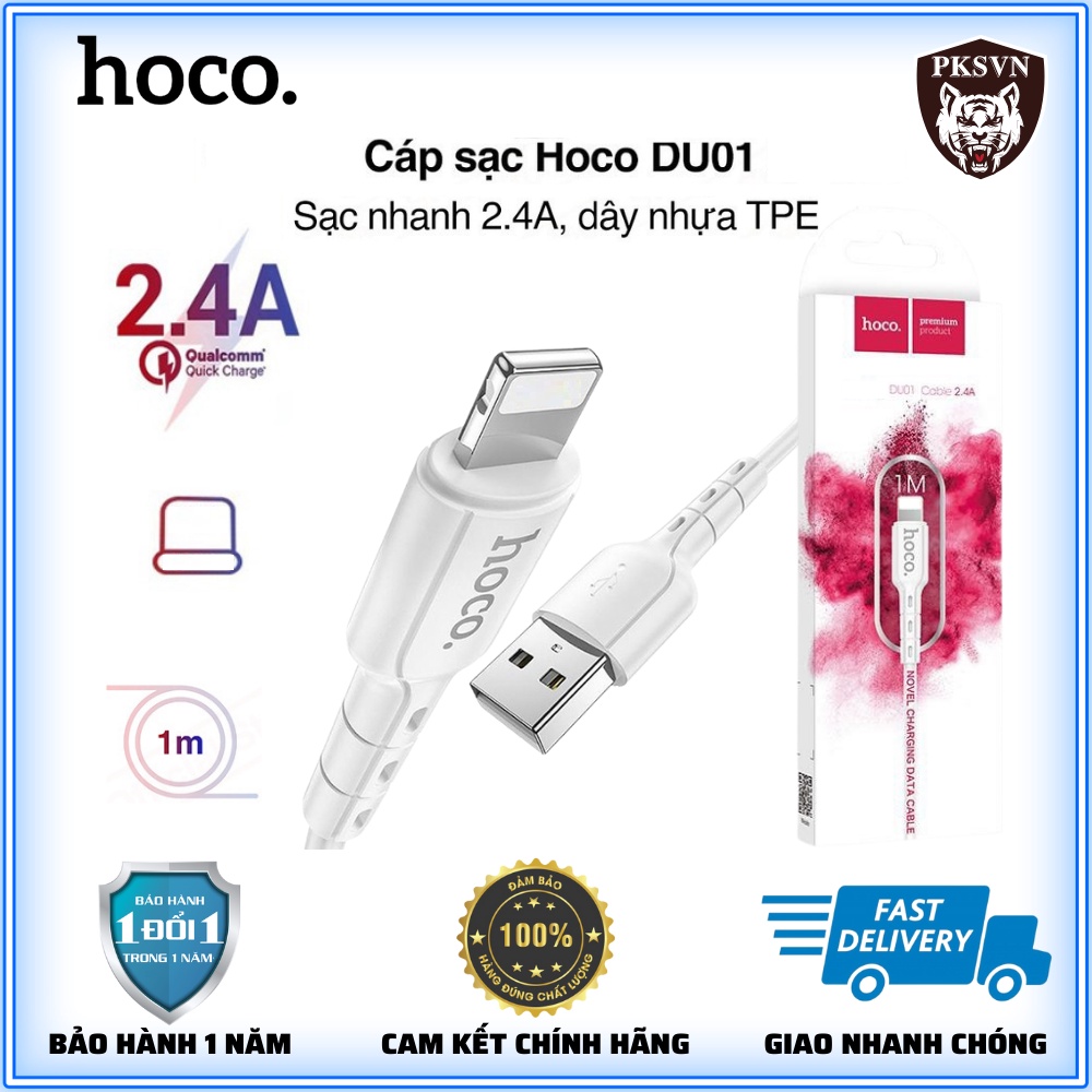 Cáp Sạc Hoco DU01💝CAO CẤP💝Dây Sạc Nhanh 2.4A/3A Hỗ Trợ Truyền Dữ Liệu Tốc Độ Cao Cho Micro USB//Type-C Dài 1M