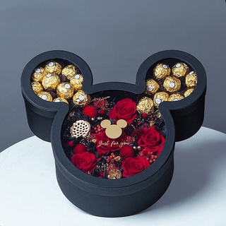Hộp quà hoa đầu mickey hộp quà tặng hoa hồng đêm giáng sinh quà tặng wangzai hộp quà tặng hoa