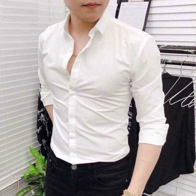 [BIG SALE]  Áo Sơ Mi Nam trắng tay dài cao cấp chất liệu cotton chống nhăn