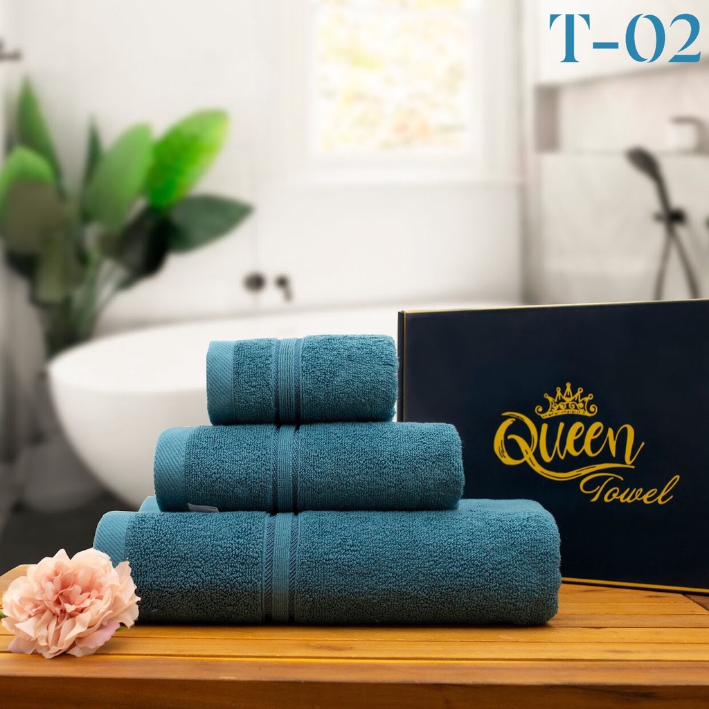 Khăn tắm,khăn lau đầu,khăn mặt_xuất khẩu QUEENTOWEL 100% cotton,không phai màu không xổ lông