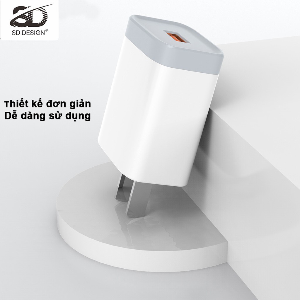 Bộ Củ + cáp sạc SD DESIGN C66 chính hãng sạc nhanh chống dối, chống đứt an toàn cho điện thoại Android, Ip
