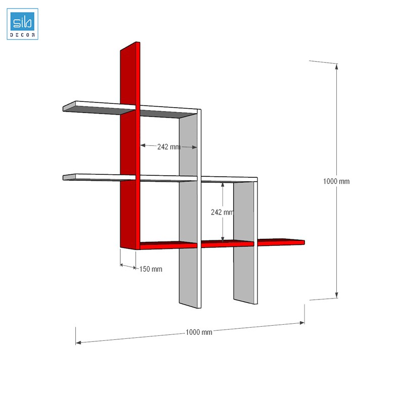 Kệ Gỗ Để Sách, Đồ Trang Trí Treo Tường Sáng Tạo SIB Decor, Gỗ Chống Ẩm, Kích Thước 100 x 100 x 15cm (Dài x Rộng x Sâu)