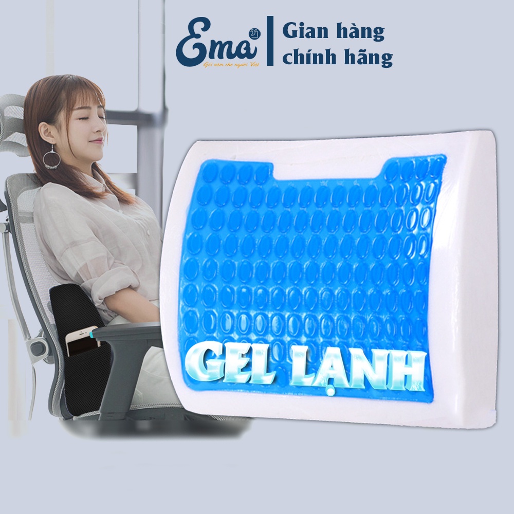 Bộ gối tựa lưng có gel lạnh &amp; đệm lót ghế chống trĩ thế hệ 2 cho dân văn phòng SP11 EMA