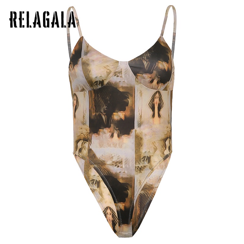 Jumpsuit Hở Lưng Cổ Chữ V In Họa Tiết Tương Phản Thời Trang Quyến Rũ Cho Nữ 2021 | BigBuy360 - bigbuy360.vn