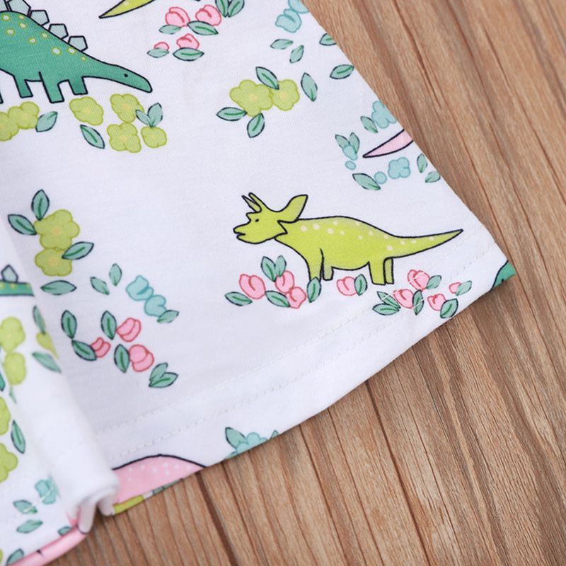 Đầm Không Tay Hở Lưng In Hình Khủng Long Dễ Thương Thời Trang Mùa Hè Cho Bé Gái