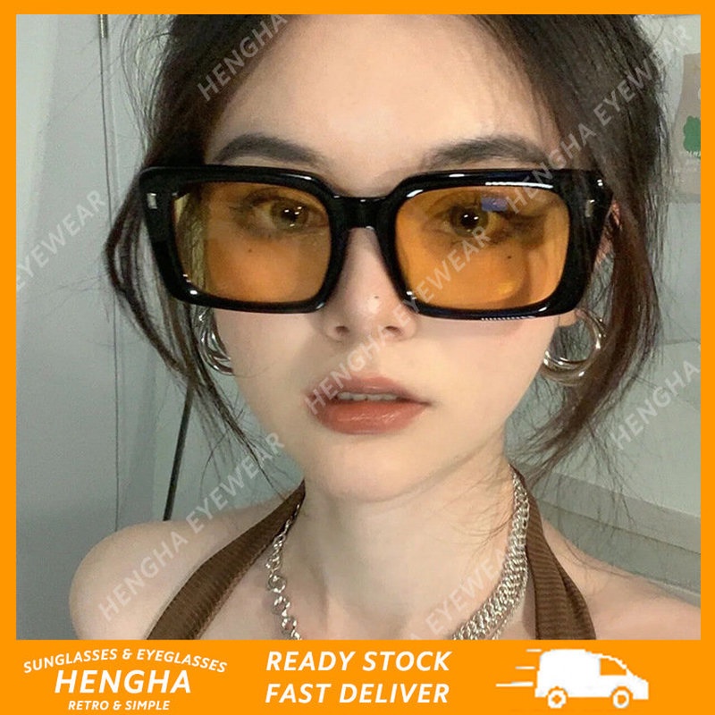 (HENGHA) Kính Mát Gọng Vuông Phong Cách Hip Hop Phương Tây Retro Thời Trang Mới