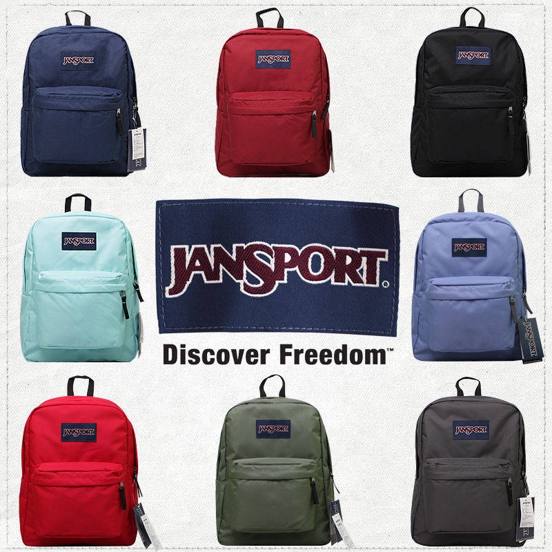 Jansport Jeserg Ba lô màu rắn cổ điển, sinh viên, máy tính chính thức Ba lô chính hãng