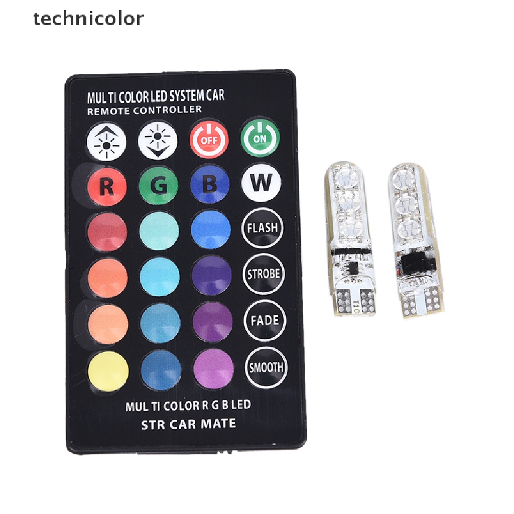 2 Bóng Đèn LED T10 5050 W5W 6 SMD Kèm Điều Khiển Từ Xa