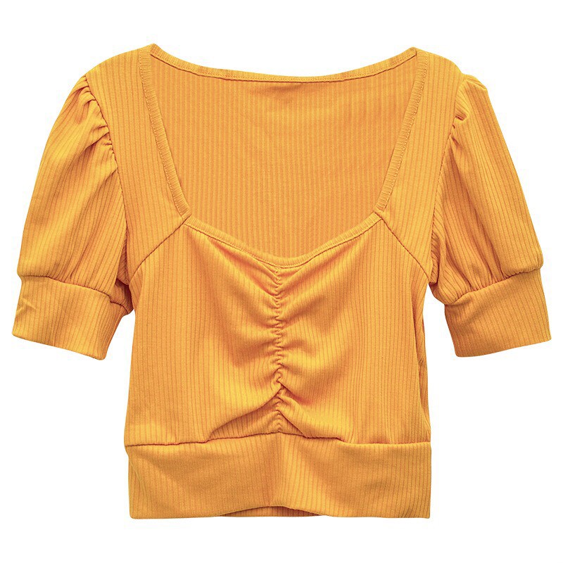 ÁO CROPTOP BODY CHẤT LIỆU LEN TĂM KIỂU DÁNG ÁO CROPTOP DÚM NGỰC tay bồng NHIỀU MÀU HOT