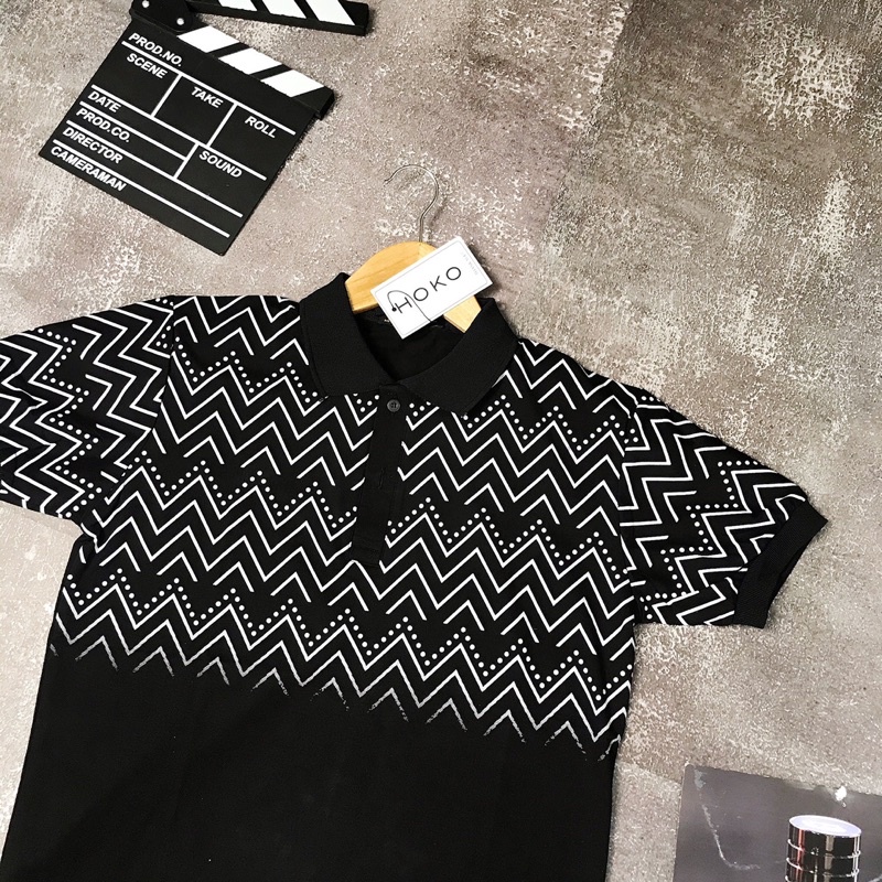 Áo Polo nam cổ bẻ phối hoạ tiết đen trắng form ôm dáng chuẩn chất vải thun lạnh cotton thấm hút mồ hôi | BigBuy360 - bigbuy360.vn