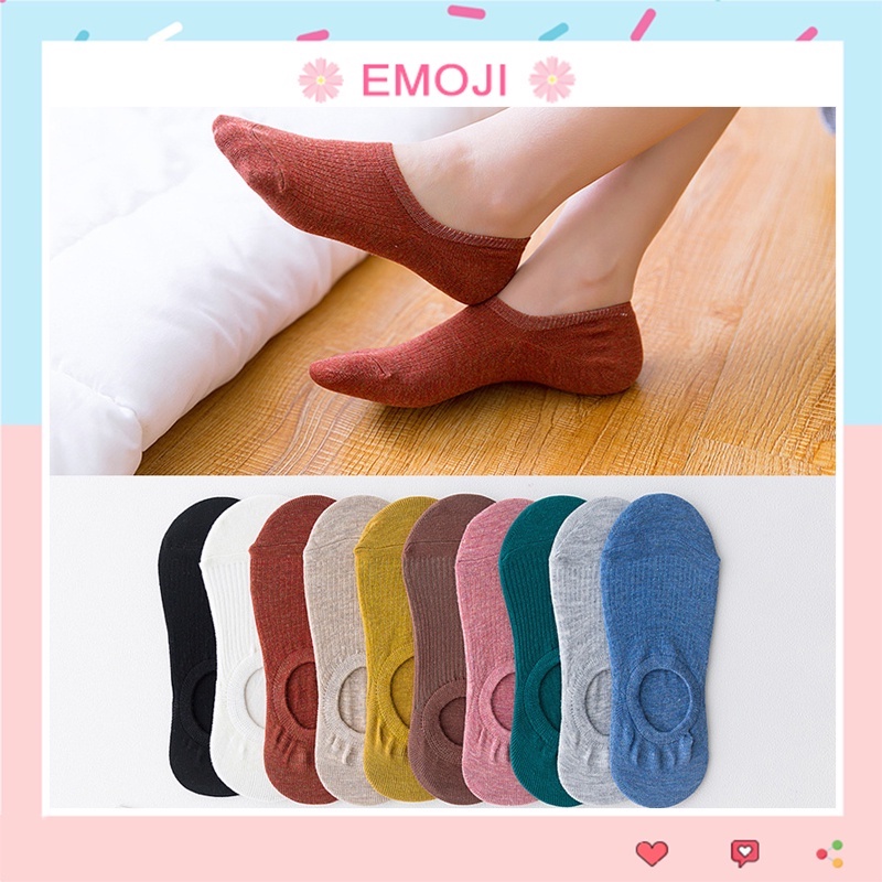 Tất nửa bàn nam nữ thời trang EMOJI vớ chân ngắn màu trơn trẻ trung cá tính cho giới trẻ thích hợp mùa hè EMOJI TN031