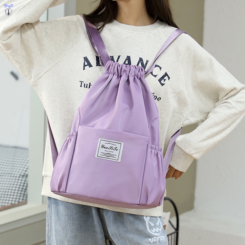 Ba lô đeo vai bằng vải oxford nhẹ có dây rút chống văng cho nam và nữ