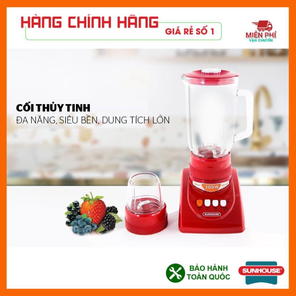 Máy xay sinh tố Sunhouse SHD5115 2 cối, màu đỏ, xay thịt, xay cá, xay đá nhỏ, rau củ quả, bảo hành 12 tháng.