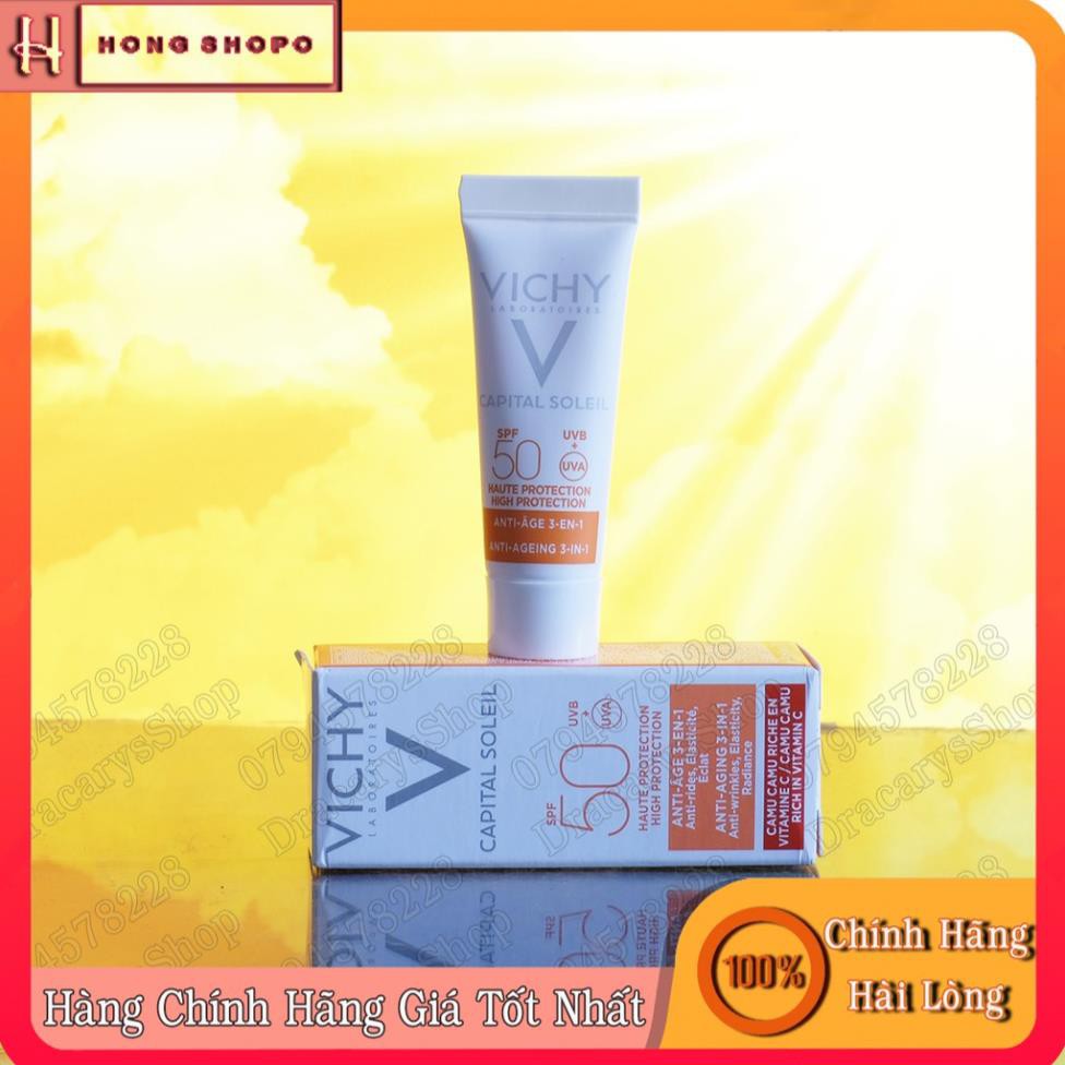 Vichy CAPITAL SOLEIL KEM CHỐNG NẮNG NGĂN NGỪA CÁC DẤU HIỆU LÃO HÓA HẰNG NGÀY SPF50 3ml